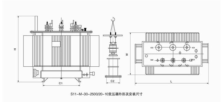 电力变压器外形及安装尺寸